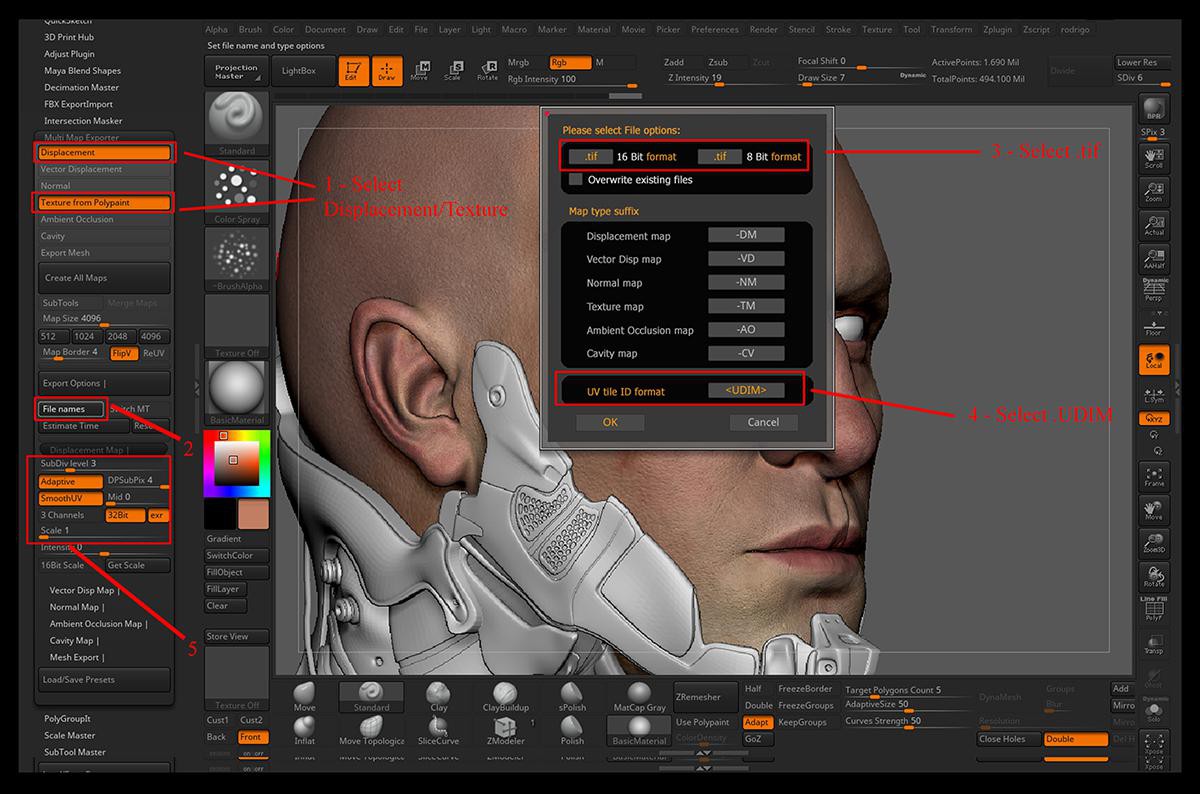 exporting udim from zbrush