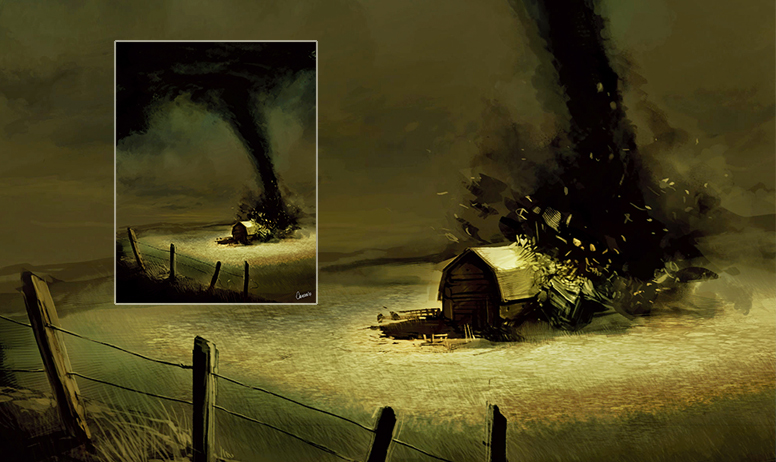 現代アート「おじぎする竜巻」（3D painting） 現代アート「おじぎする竜巻」（3D painting）